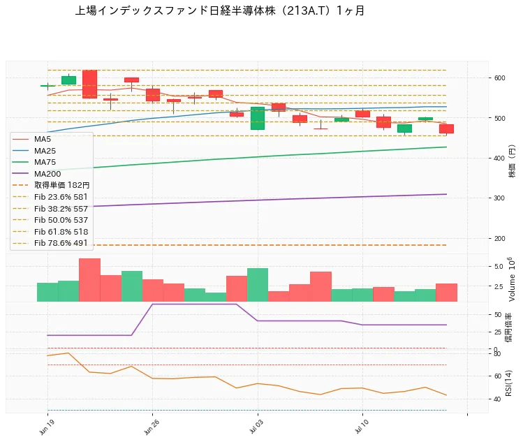 Listed Index Fund Nikkei Semiconductor Stock 1ヶ月チャート