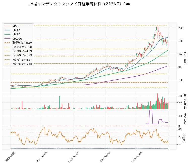 Listed Index Fund Nikkei Semiconductor Stock 1年チャート